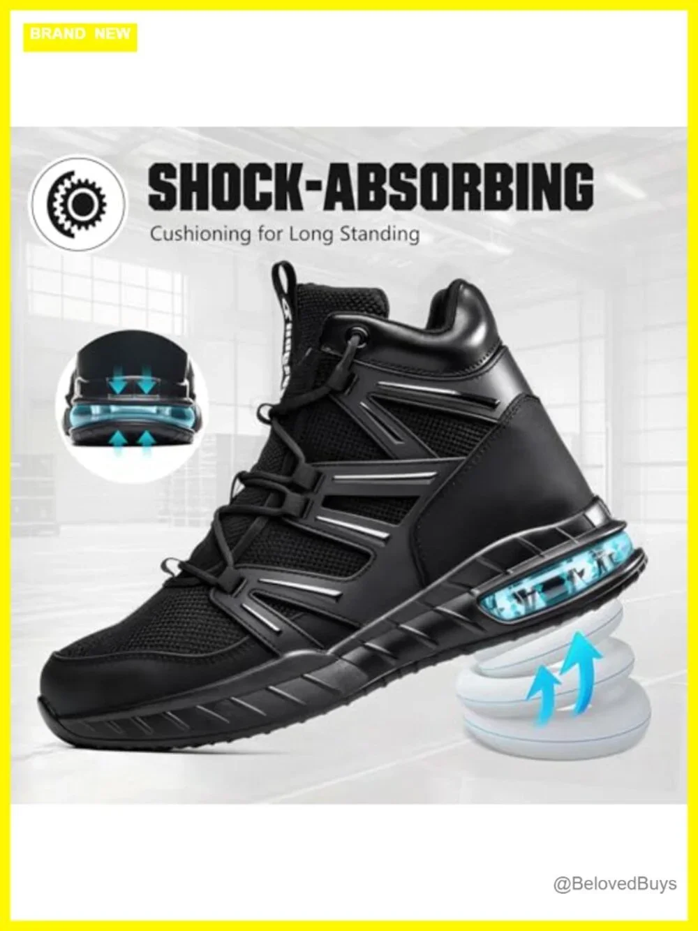 Steel Toe Safety Shoes Puncture Proof Kevlar Midsole Lightweight Work Sneakers